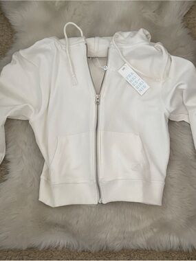 Frankie's Bikinis White Zip Front Puffer Hoodie
